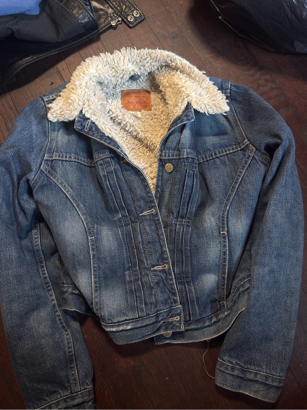 Levi’s Denim Sherpa-Lined Jacket in Faded Blue